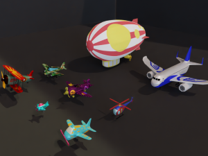Lowpoly Cartoon Plane Pack Modelo 3D
