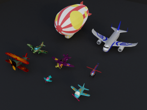 Lowpoly Cartoon Plane Pack 3D Modell