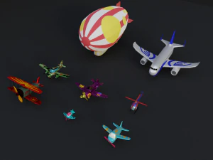 Lowpoly Cartoon Plane Pack 3D Model