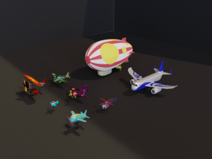 Lowpoly Cartoon Plane Pack 3D Modell