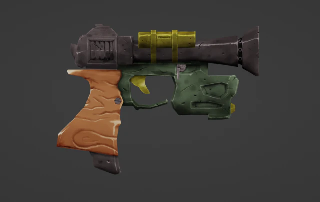 Lowpoly Stylized Pistol 3D Model .c4d .max .obj .3ds .fbx .stl .blend 