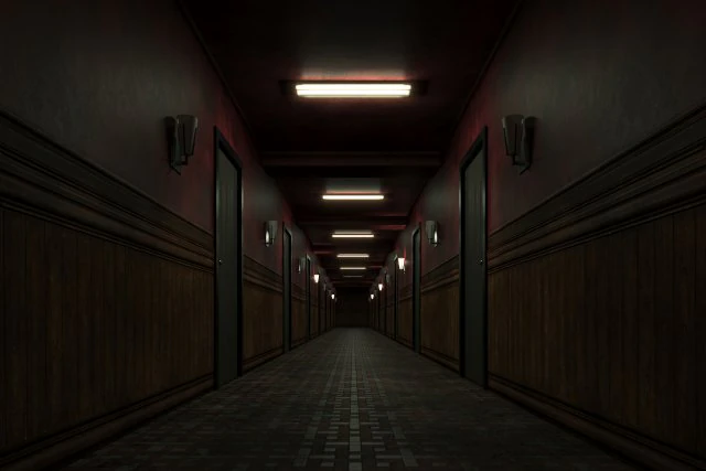 Old dark scary red corridor 03 3D Model .c4d .max .obj .3ds .fbx .stl .blend 