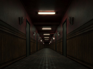 Old dark scary red corridor 03 3D Model