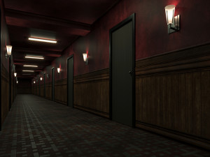Old dark scary red corridor 03 3D Model