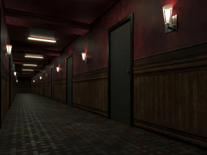 Old dark scary red corridor 03 3D Model