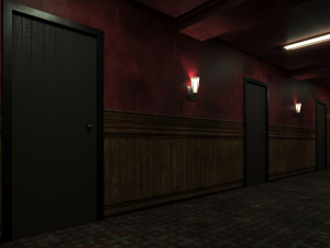 Old dark scary red corridor 03 3D Model