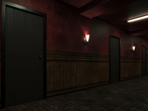 Old dark scary red corridor 03 3D Model
