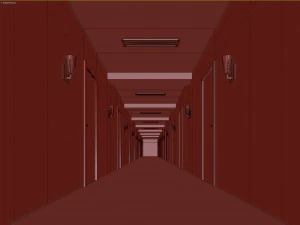 Old dark scary red corridor 03 3D Model
