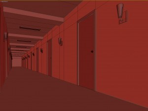 Old dark scary red corridor 03 3D Model