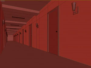 Old dark scary red corridor 03 3D Model