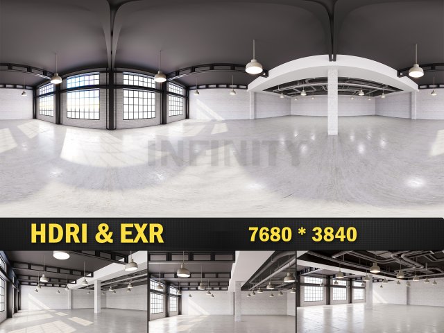 HDRI Interior Loft Office Hall Texture CG テクスチャ .c4d .max .obj .3ds .fbx .stl .blend 