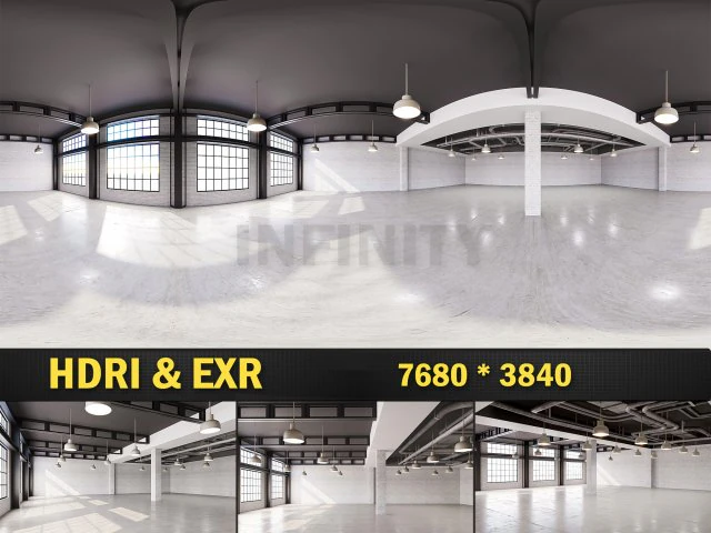 HDRI Interior Loft Office Hall Texture CG Textures .c4d .max .obj .3ds .fbx .stl .blend 