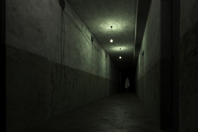 Old dark scary corridor 04 with ghost 3D मॉडल .c4d .max .obj .3ds .fbx .stl .blend 