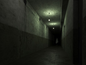 Old dark scary corridor 04 with ghost 3D Model