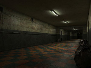 Low poly old dark bloody corridor 06 3D Model