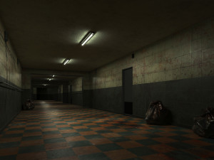 Low poly old dark bloody corridor 06 3D Model