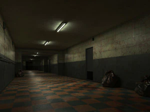 Low poly old dark bloody corridor 06 3D Model