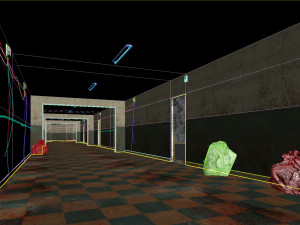 Low poly old dark bloody corridor 06 3D Model