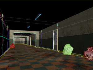Low poly old dark bloody corridor 06 3D Model