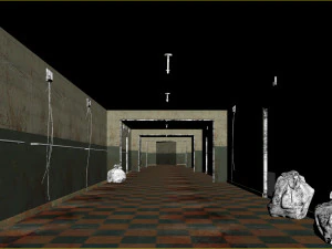 Low poly old dark bloody corridor 06 3D Model