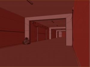 Low poly old dark bloody corridor 06 3D Model