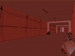 Low poly old dark bloody corridor 06 3D Model