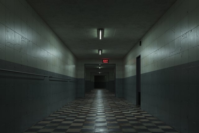 Old dark scary corridor 07 3D Модель .c4d .max .obj .3ds .fbx .stl .blend 