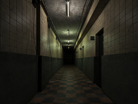 Old Dark Scary Corridor 11 3D Model