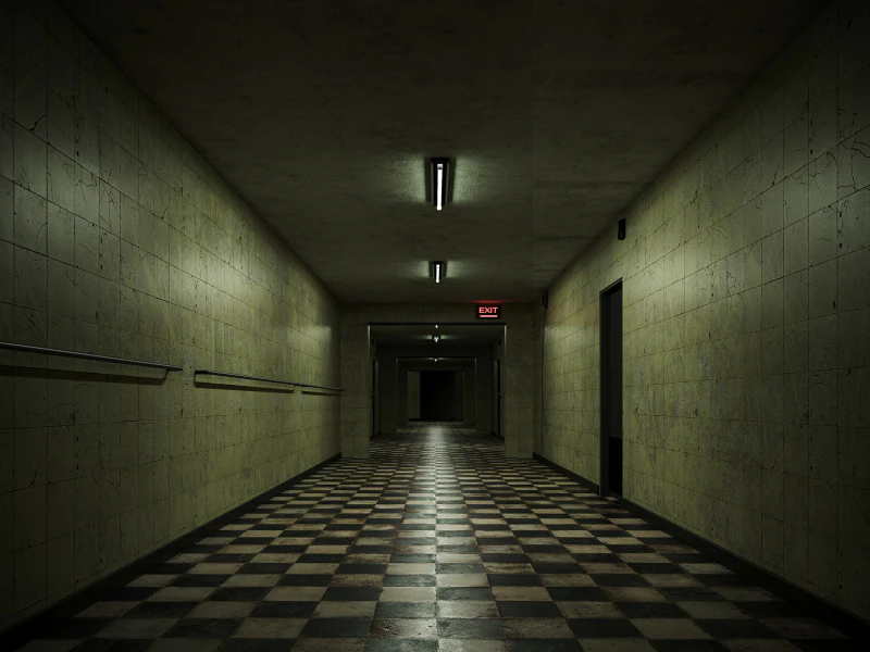 Old dark scary corridor 12 3D Model .c4d .max .obj .3ds .fbx .stl .blend 