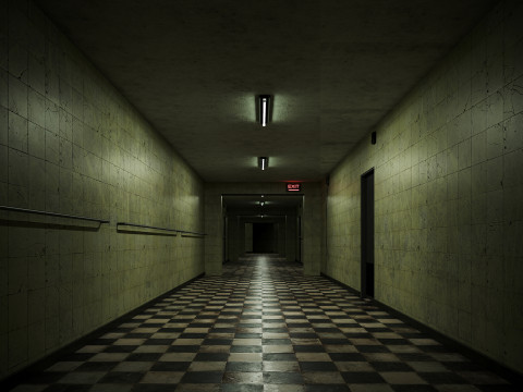 Old dark scary corridor 12 3D Model