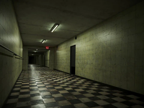 Old dark scary corridor 12 3D Model