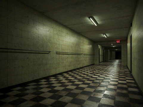 Old dark scary corridor 12 3D Model