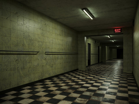 Old dark scary corridor 12 3D-Modell