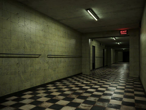 Old dark scary corridor 12 3D Model