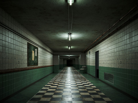 Old dark scary corridor 13 3D Model