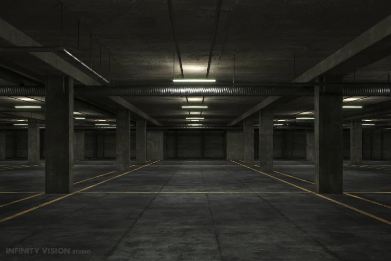 Basement low poly underground parking 3D Model .c4d .max .obj .3ds .fbx .stl .blend 