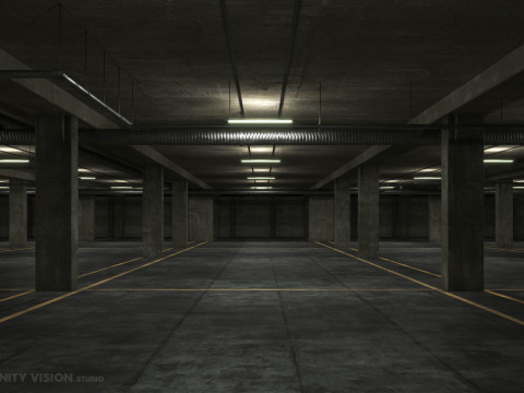 Basement low poly underground parking 3D Model