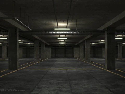 Parcheggio sotterraneo low poly nel seminterrato Modello 3D