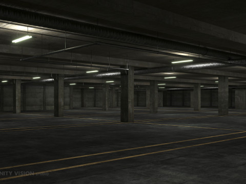 Basement low poly underground parking Modèle 3D