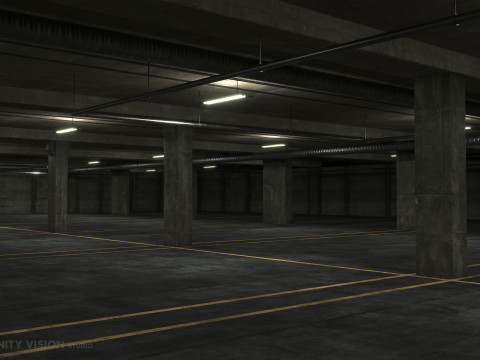 Basement low poly underground parking Modèle 3D