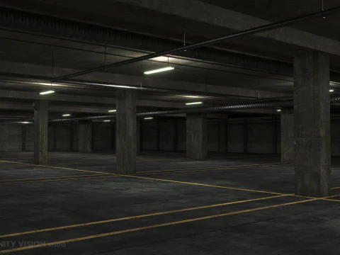 Basement low poly underground parking 3D Model