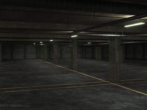 Basement low poly underground parking Modèle 3D