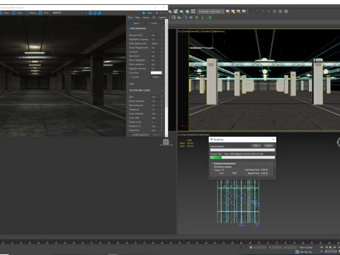 Basement low poly underground parking Modèle 3D