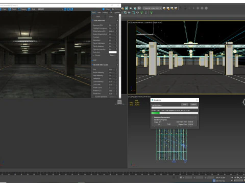 Basement low poly underground parking 3D Model
