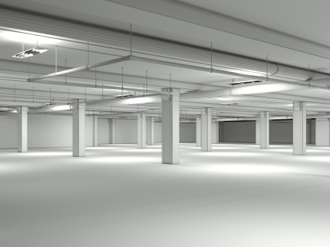 Basement low poly underground parking Modèle 3D