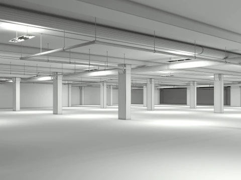 Basement low poly underground parking 3D Model