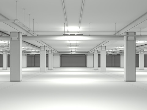 Basement low poly underground parking Modèle 3D
