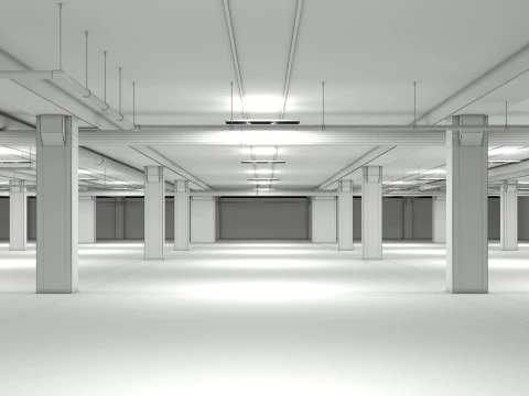 Basement low poly underground parking 3D Model