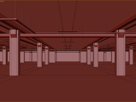 Basement low poly underground parking Modèle 3D