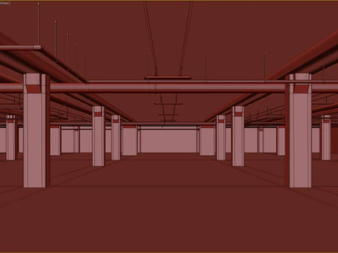 Basement low poly underground parking 3D Model